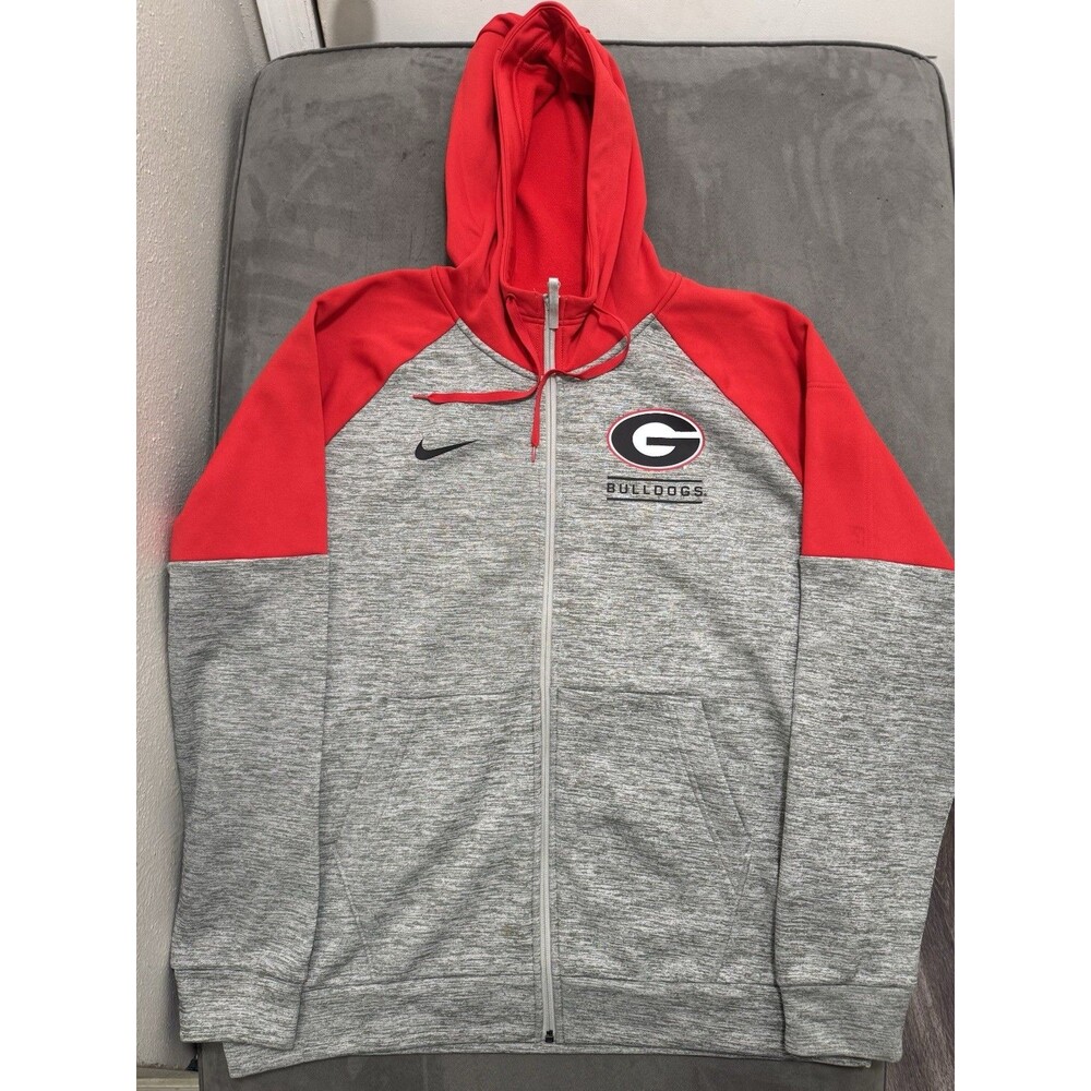 Nike Georgia Bulldogs Hooded Jacket Mens Size Large UGA Therma FIT Full Zip